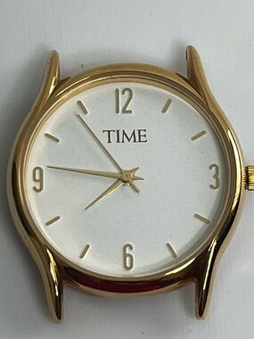 Time Watch Men’s Gold Tone White Dial 30MM: No Band W/ New Battery